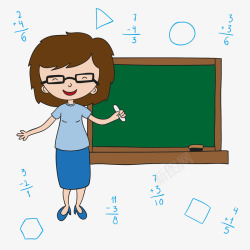 卡通教师形象黑板与数学老师素材