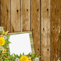 棕色方框花朵木板方框高清图片