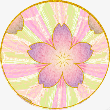 花朵相框扇子卡通折扇图案图标图标