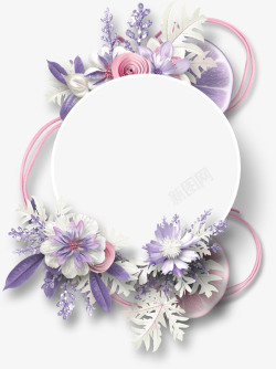 花朵装饰圆形边框素材