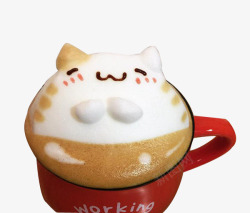 泡沫咖啡悠闲的小猫立体咖啡高清图片