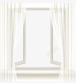白色纱布白色窗户边框高清图片
