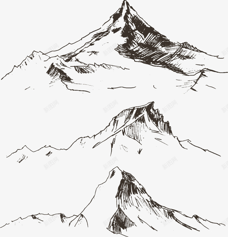 线描三座大山矢量图ai免抠素材_88icon https://88icon.com 山峰 山版画 山脉 手绘高山 矢量图 简笔画山 线描三座大山 线条山 自然风光