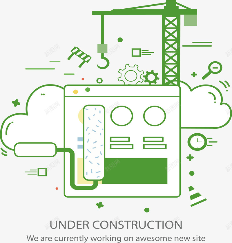 绿色网站建设维修矢量图ai免抠素材_88icon https://88icon.com 吊车抢险 工程维修 矢量png 绿色海报 网站维修 网站维护 矢量图