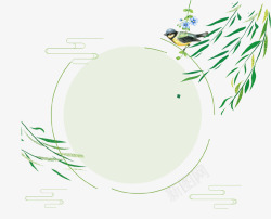 四月绿色文艺树叶圆形背景高清图片