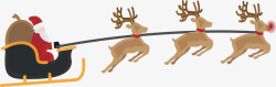 飞奔驯鹿送礼物的驯鹿车矢量图高清图片