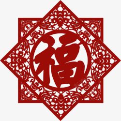 中国传统剪纸新年福字高清图片