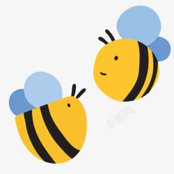 蜜蜂可爱黄色可爱蜜蜂卡通园艺合集矢量图高清图片