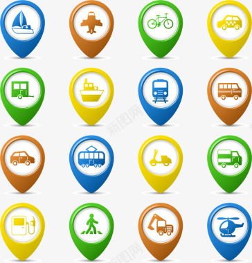 交通工具图标手绘交通工具定位矢量图图标图标