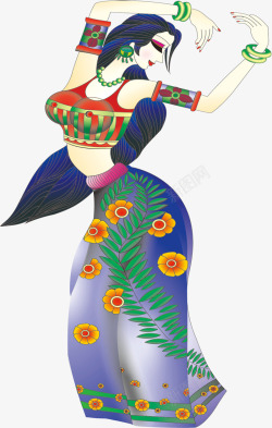 傣族少女舞蹈元素素材