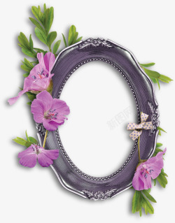 紫色花朵边框相框装饰素材