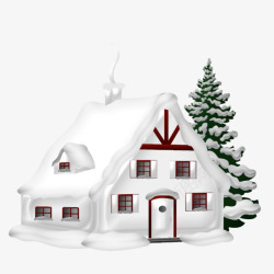 圣诞雪房子素材