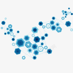 蓝色叠加六边形蓝色六边形商务装饰高清图片