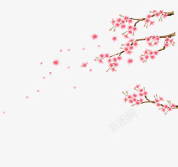 粉色手绘桃花装饰图案素材