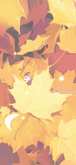 落叶与少女啊素材