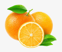 橙色香甜水果带叶子的奉节脐橙实素材