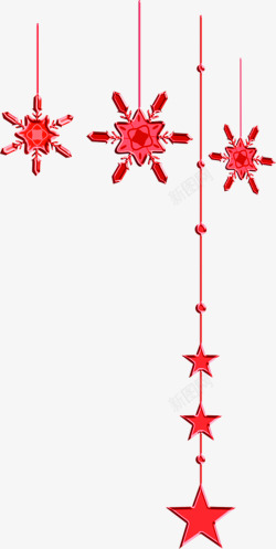 红色雪花吊坠装饰图案可作边框素材