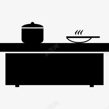 一个桌子厨房的桌子上和锅子图标图标