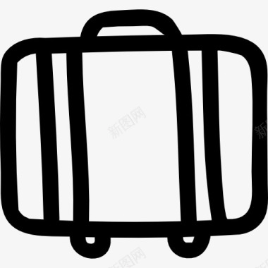 行李箱手画的轮廓从侧面图标图标