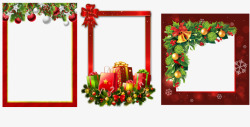 方形礼品盒红色圣诞装饰框高清图片