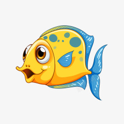 斑鱼手绘斑点黄色小鱼高清图片