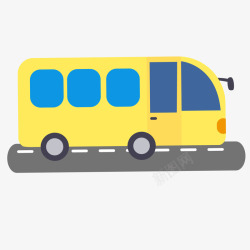 卡通黄色的大巴车矢量图素材