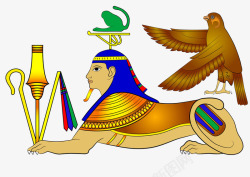 飞鸟与埃及狮身人面像素材