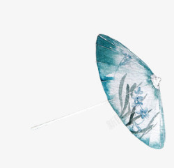 花折伞蓝色水墨花折伞高清图片