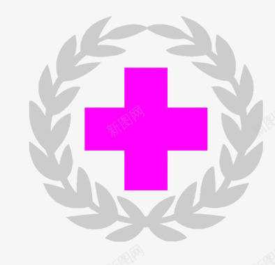 灰色麦穗粉色十字红十字会标识图标图标