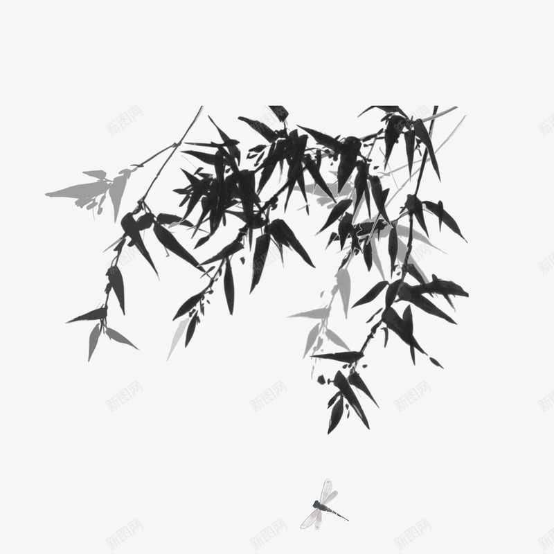 水墨竹子png免抠素材_88icon https://88icon.com 中国风 叶子 复古 植物 水墨 竹叶 竹子 绘画 装饰 黑色