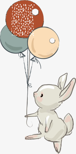 可爱拉通拉着气球的小兔子高清图片