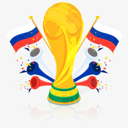 俄罗斯世界杯卡通足球世界杯奖杯高清图片