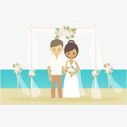 海滩婚礼插画矢量图素材