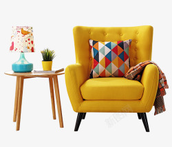美式现代圆凳美式简约休闲单人现代沙发高清图片