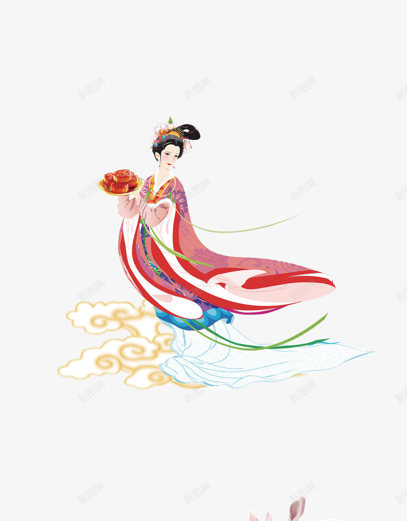 嫦娥奔月psd免抠素材_88icon https://88icon.com 中秋节 动漫嫦娥 嫦娥 月亮 月饼 玉兔 白兔 祥云