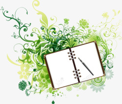 绿色花纹书本边框素材