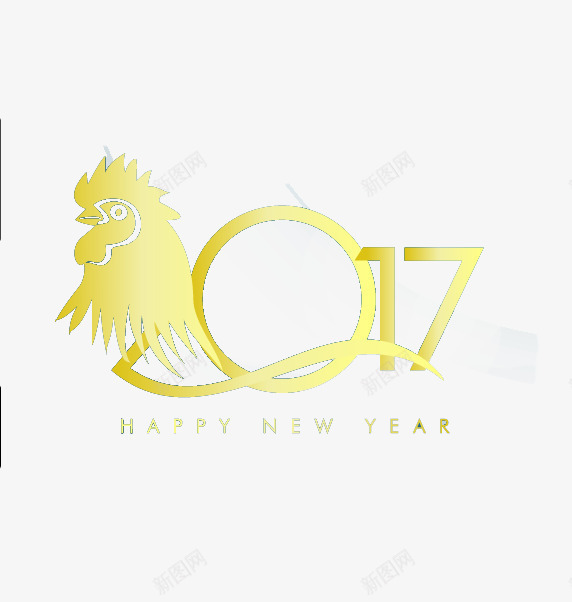 2017鸡年标志png免抠素材_88icon https://88icon.com 新年 节日 金色 鸡年