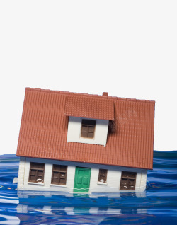 洪灾房屋被淹没素材