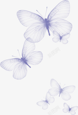 成群的蝴蝶紫色梦幻手绘蝴蝶高清图片