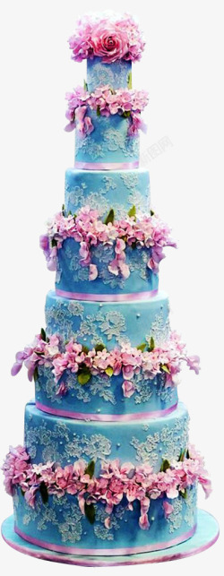 蓝色蛋糕繁华似锦蛋糕高清图片