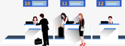 机场检票机场柜台检票卡通高清图片