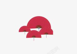 春节红色扇子素材