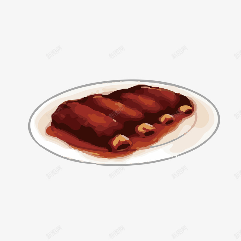 手绘卡通美食矢量图ai免抠素材_88icon https://88icon.com 卡通设计 平面设计 手绘设计 排骨设计 美食设计 蜜汁排骨 矢量图