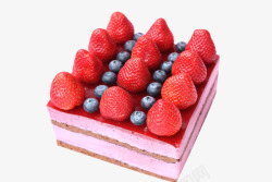 蓝莓酱侧面草莓派对慕斯蛋糕高清图片