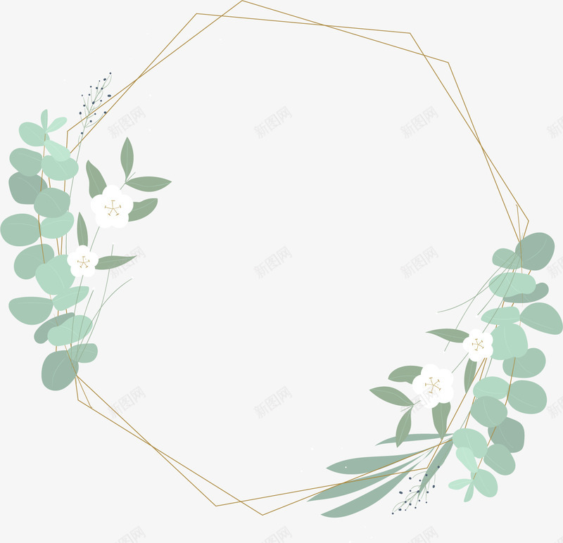 小清新绿色树叶花环矢量图ai免抠素材_88icon https://88icon.com 婚礼请帖 小清新 树叶花环 矢量png 绿色树叶 邀请函 矢量图