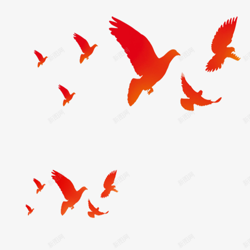 国庆节放飞鸽子元素png免抠素材_88icon https://88icon.com 中国红 国庆节 渐变 飞翔鸽子 鸽子 鸽子剪影