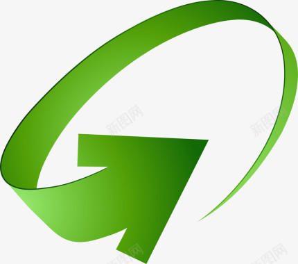 折纸装饰绿色弧形箭头图标图标