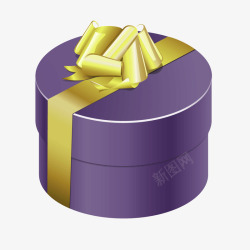 紫色金边圆形礼物盒子矢量图素材