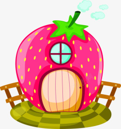 草莓卡通房子六一儿童节元素素材