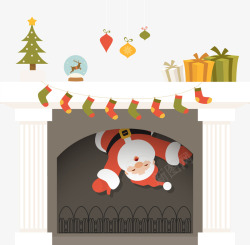 棕色烟囱钻烟囱的圣诞老人高清图片